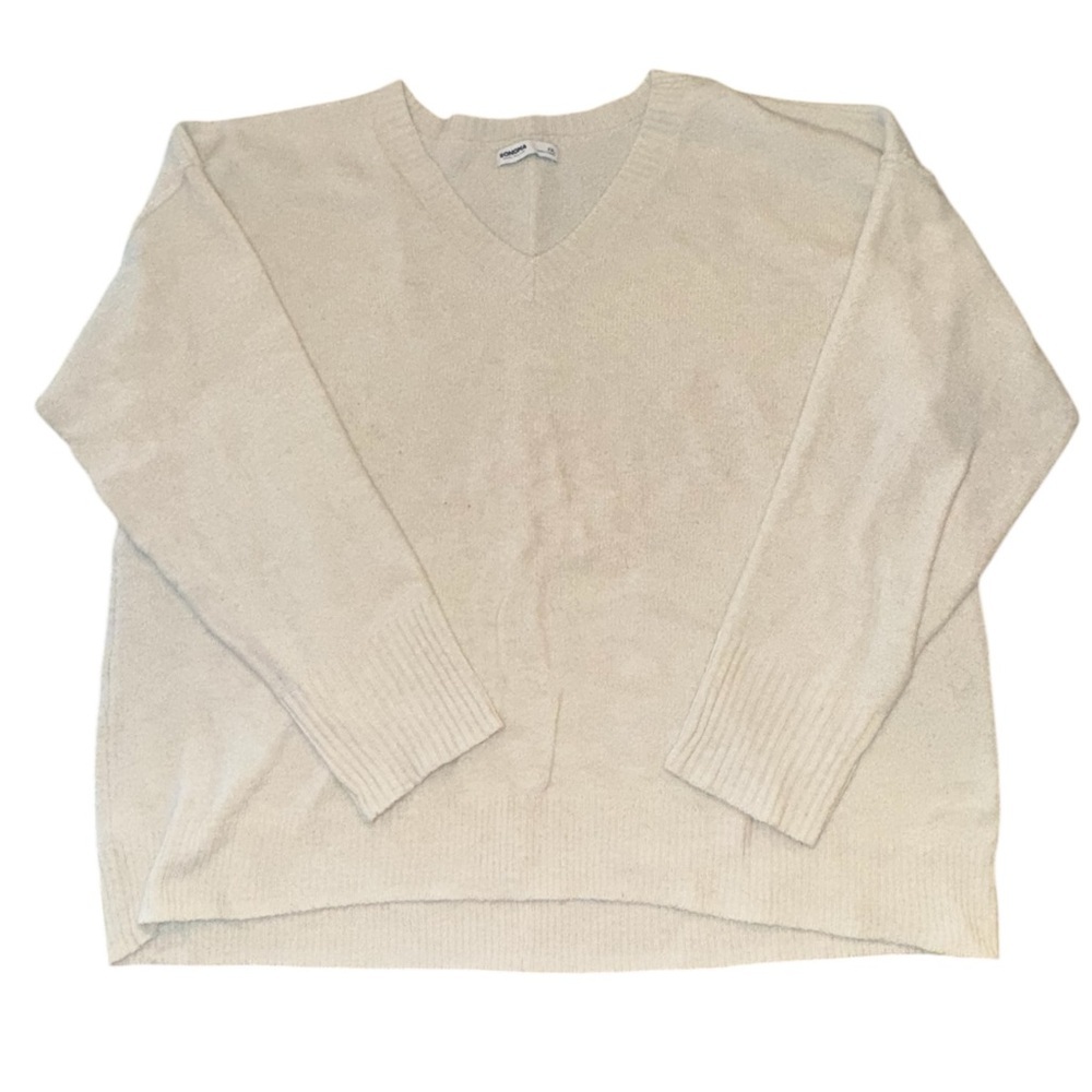 Sonoma White V-Neck Knit Long Sleeve Sweater XXL